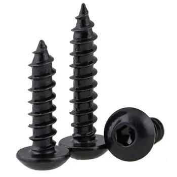 

30pcs M4 Black 8.8 High strength round head Hexagon socket tapping screw Pan heads hex tappings screws 10mm-30mm Length