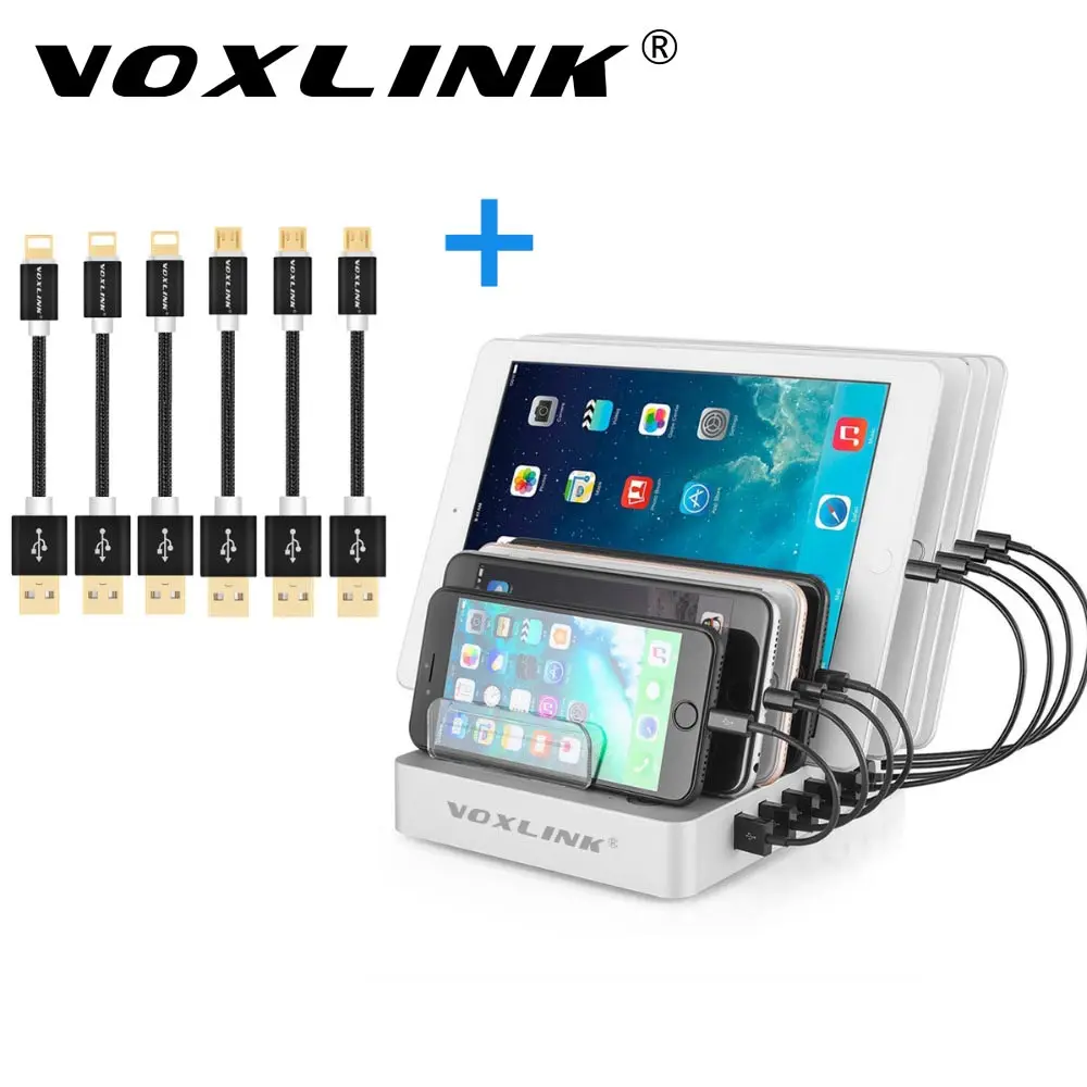 VOXLINK 19 2A 8 Port Desktop Charging Station Dock Charger Stand Holder With 8 Pcs USB
