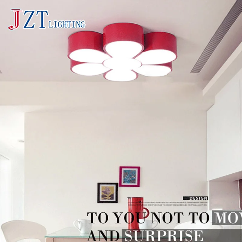

T Lovely Cute Flower Acrylic Ceiling Light Children's Room Lamp Creative Colorful Sweety Home Lighting For Study Room Bedroom