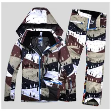 Зимний оттиск мужской лыжный костюм ветрозащитный водонепроницаемый сноуборд лыжная куртка+ брюки новая мужская Лыжная одежда водонепроницаемый дышащий