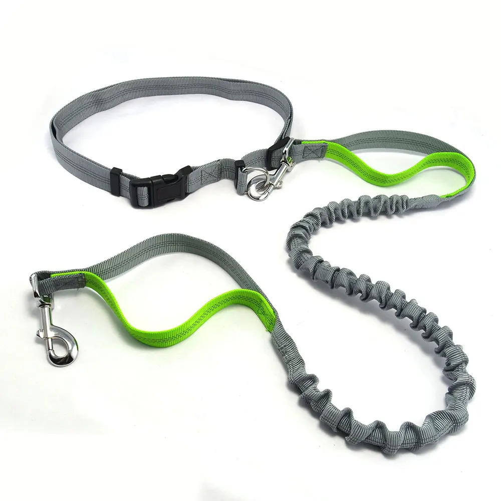 Elastic Nylon Belt Running Dog Leash and Waist Belt Set Reflective