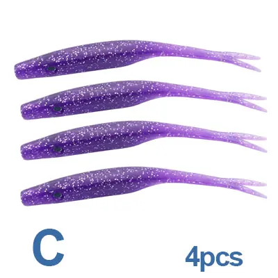 4 шт./лот, мягкие рыболовные приманки с вилкой и хвостом, искусственные приманки, двойные цвета, 6,5 г, 11,8 см, мягкие приманки, бионические приманки, рыболовные снасти - Цвет: C