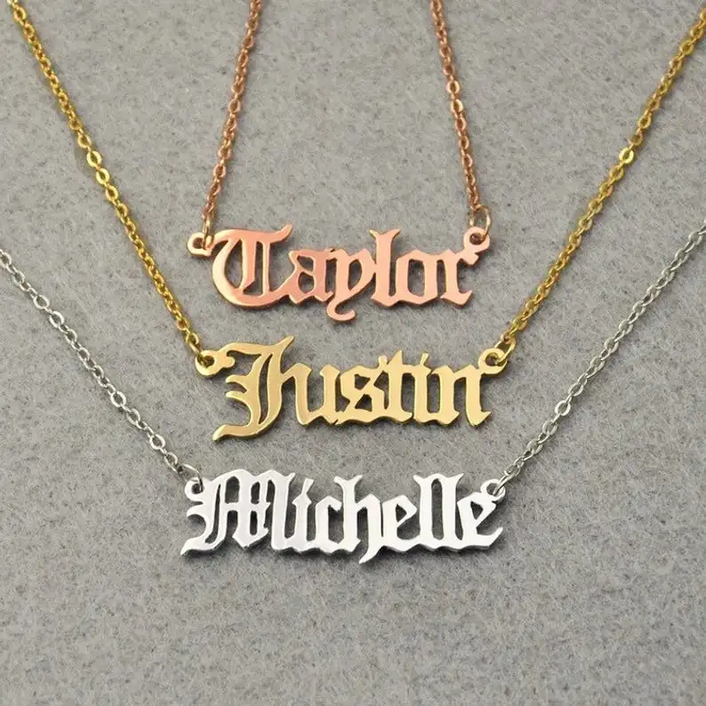 

Personalized Name Necklace, Customized Nameplate Necklace, Custom Name Necklace, Old English style Name Jewelry Personalized