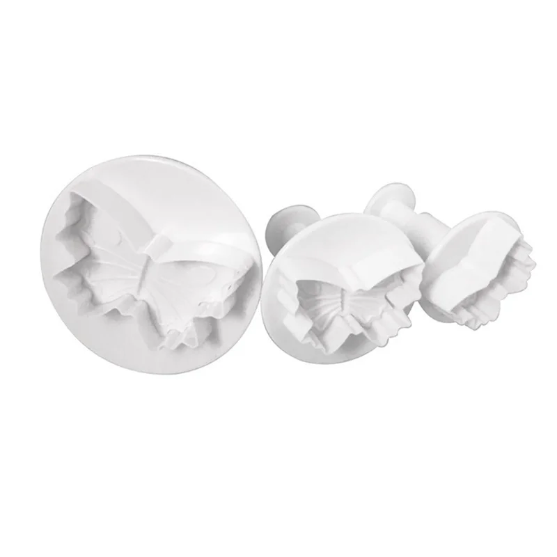 

4YANG 3Pcs/Set Butterfly Cookie Baking Fondant Cake Decorating Tools Sugarcraft Chocolate Decorating Plunger Cutter Mold Tool