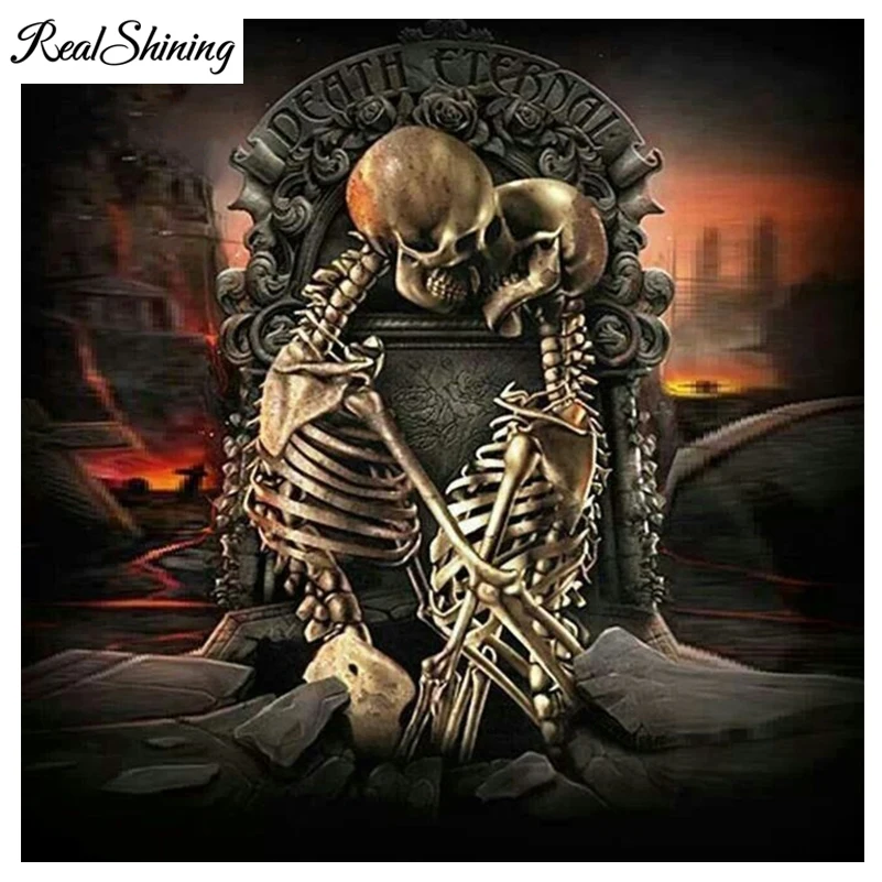 

REALSHINING Embroidery,Diamond mosaic,DIY 5D Diamond painting,Skulls Lovers Diamond Patterns Rhinestone Cross Stitch FS2005