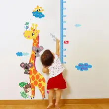 Free shipping Kids hoogte grafiek muursticker interieur giraf hoogte heerser decoratie kamer decals muur art sticker wallpaper