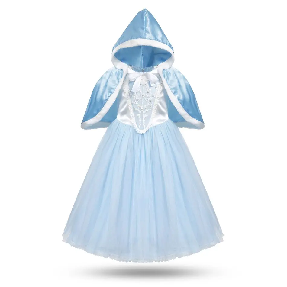 VOGUEON платье Золушки для девочек костюм с пышными рукавами Бисер цветочный плащ косплэй платья женщин маленьких детская одежда на Хэллоуин