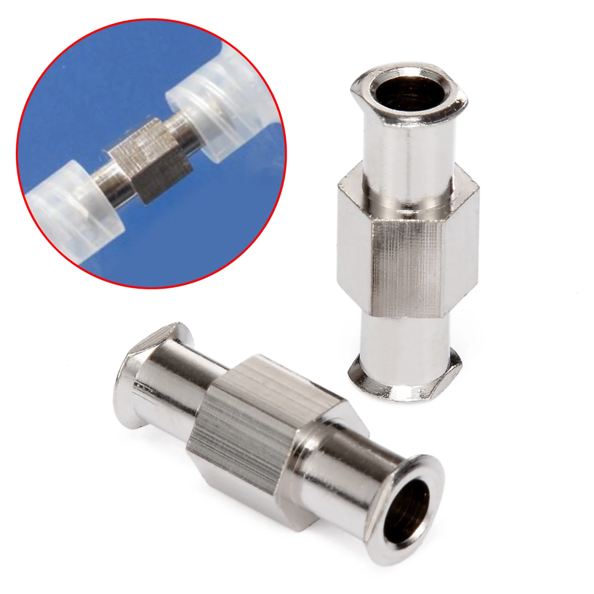 1Pcs 4mm Aperture Luer Lock Adapter Coupler Nickel Plated Brass L-9Z Female to Female Fittings Connector