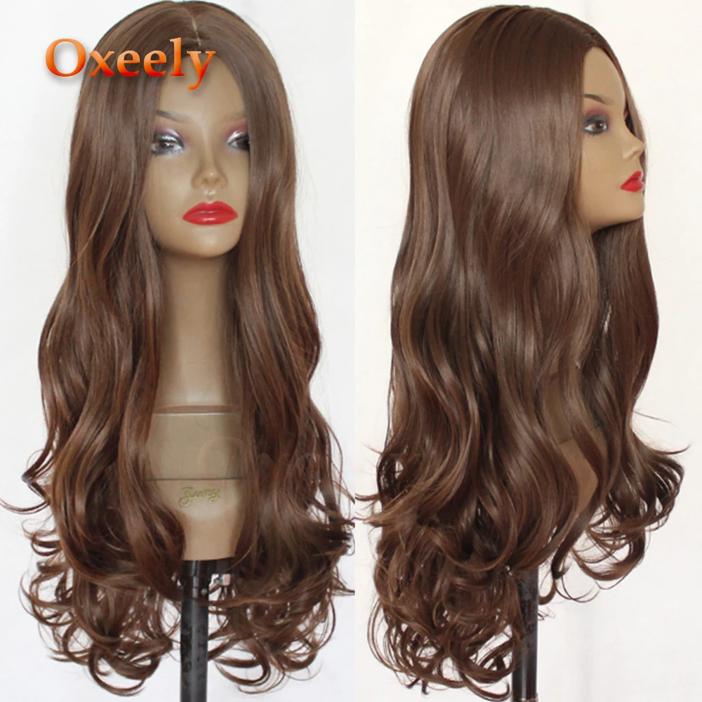 Oxeely Natural Brown Wave Synthetic Hair Full Wigs #10 Long Wavy Hair 6\ Oxeely Natural Brown Wave Synthetic Hair Full Wigs #10 Long Wavy Hair 6\