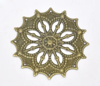 

DoreenBeads Alloy Connectors Findings Flower Antique Bronze Flower Hollow Pattern Color Plated 4.3cm(1 6/8") Dia, 9 PCs