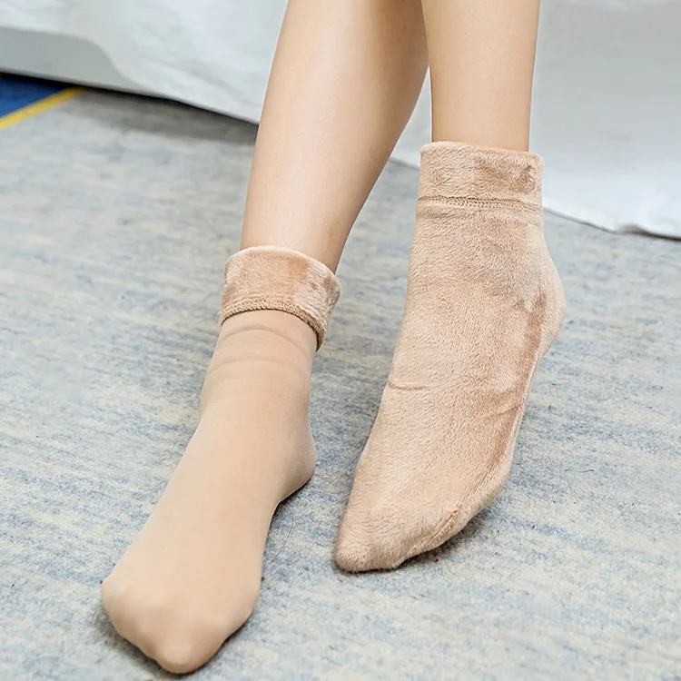 Bivigaos Теплые зимние носки Chinlon бархатные утолщенные зимние Носки для девочек анти-пиллинг твердых Цвет носки-тапочки для Для мужчин Для женщин носки до лодыжки