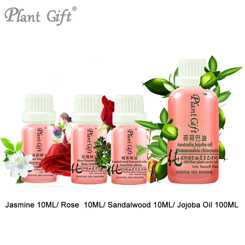 

Moisturize Skin Delay Aging 100% Pure Jasmine / Rose / Sandalwood / Jojoba Oil Remove Scars Fade Stretch Marks Aromatherapy