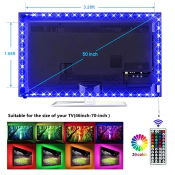 

USB LED Strip 5050 RGB Flexible LED Light 2x50cm+2x100cm DC 5V RGB Color Changeable TV Background Lighting Mood Ambient Strip