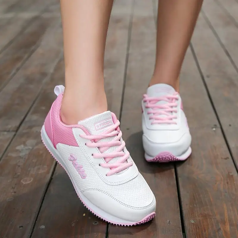 Женская обувь для фитнеса; женские кроссовки на платформе со шнуровкой; дышащая обувь; кроссовки;# B2156 - Цвет: Белый