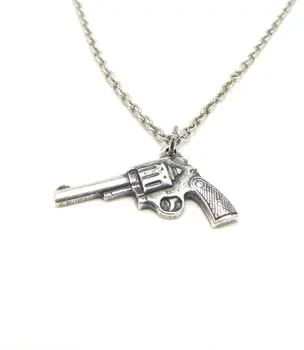 

Gun necklace Little Pistol Necklace Revolver Necklace gun pendant necklace for women and man free ship 12pcs/lot