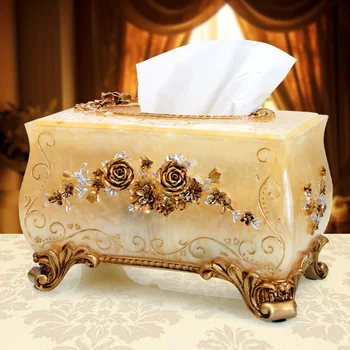 

Living room resin carved European tissue box, luxurious retro home decoration napkin box, fashionable creative carton