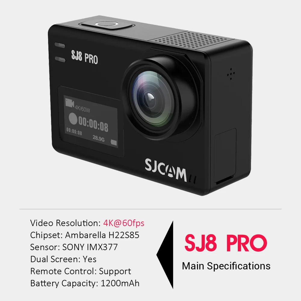 SJCAM SJ8 серия Экшн камера PRO 4K 60fps сенсорный экран с анти встряхивание wifi 1200 мАч