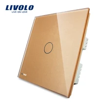 LIVOLO, Touch Switch, Golden Glass Panel,VL-C301-63 ,AC 220~250V 1-gang, UK standard,Wall Switch, with LED indicator