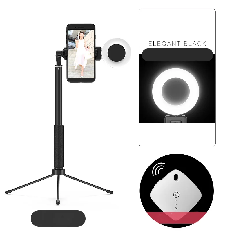 1,7 м Bluetooth селфи палка штатив с кольцом света селфи красота портрет заполняющее освещение для iPhone XS 7plus монопод вращение 360