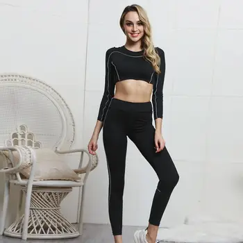 

Yoga Set Sport Suit Women For Running Suit Elasticity Fitness Clothes Workout Wear Sports Bra Leggings Black Gym Clothing