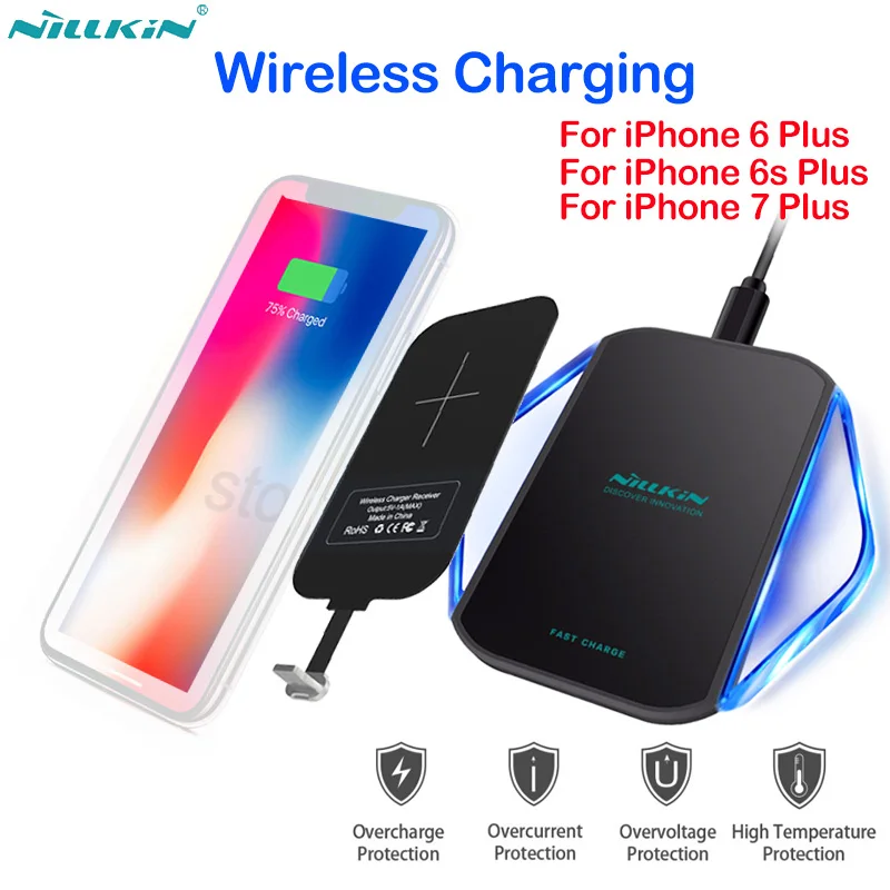 

Nillkin Wireless Charging for iPhone 7 Plus 6 6s Plus Qi Fast Wireless Charger + Qi Wireless Charging Receiver Chip Tag