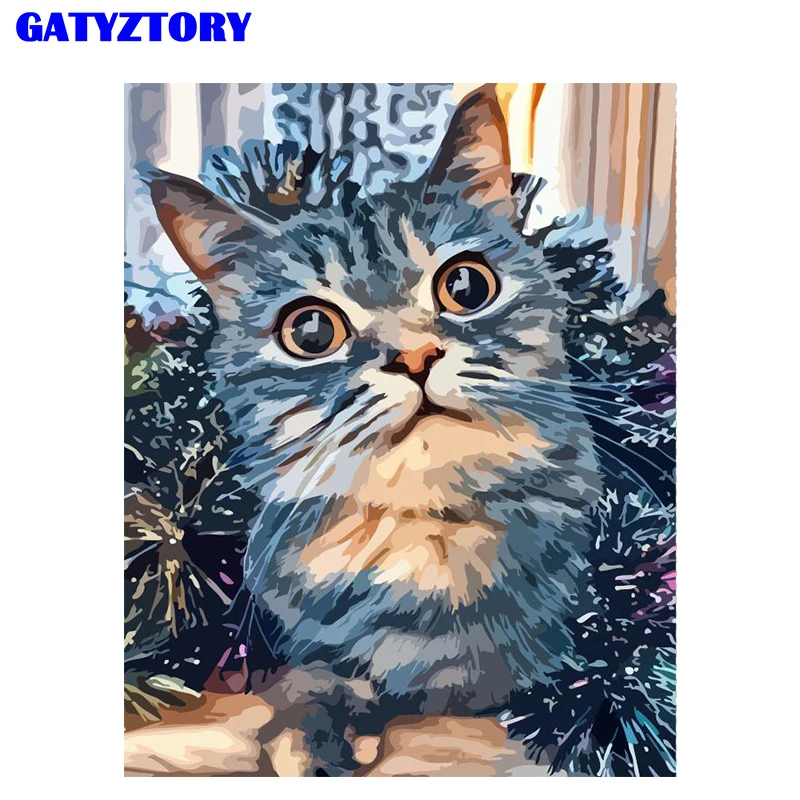 

GATYZTORY Frame Cat Animals Diy Painting By Numbers Kit Modern Wall Art Picture Coloring By Numbers For Home Decor Gift Artwork