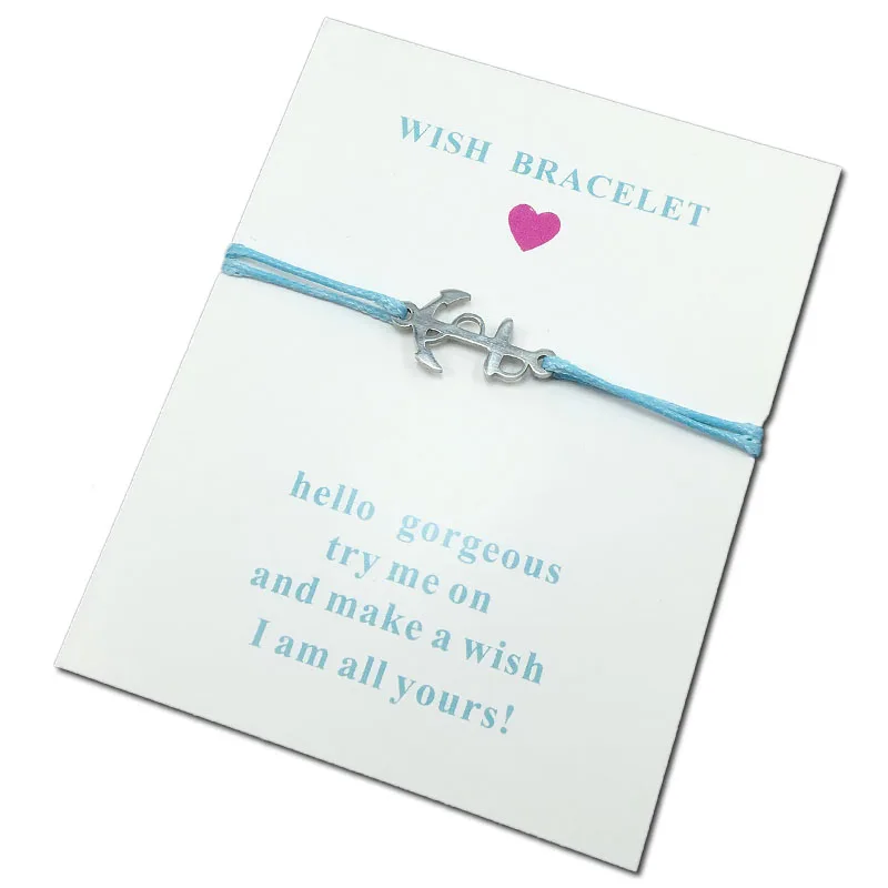 Якорь из нержавеющей стали String Wish Bracelet Регулируемый кулон на шнурок хороший браслет на удачу для женщин девочек