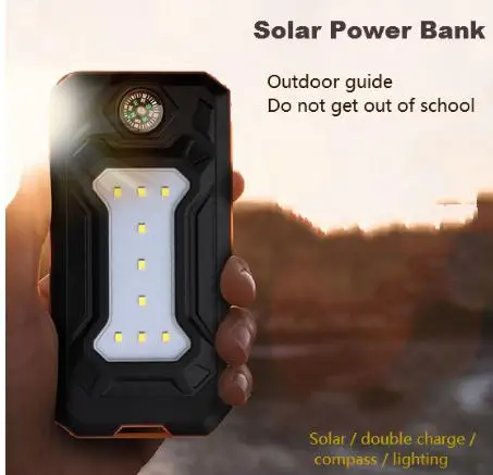 

Dolidada Auceen Real 20000mAh Solar Power Bank +LED Camping Light Backup Battery Charger Portable Rechargeable for Mobile Phones