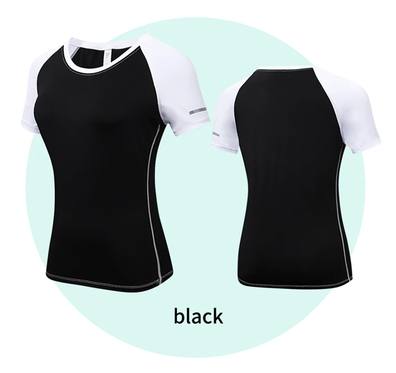 black gym top plus size sports wear for women gym qucikly dry yoga shirt seamless short sleeve fitness clothing tops