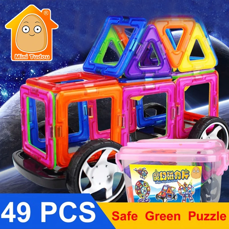 

MiniTudou Toy Bricks 49PCS Plastic Magnetic Designer Enlighten Bricks Models & Building Blocks 3D DIY Educational Kids Toys