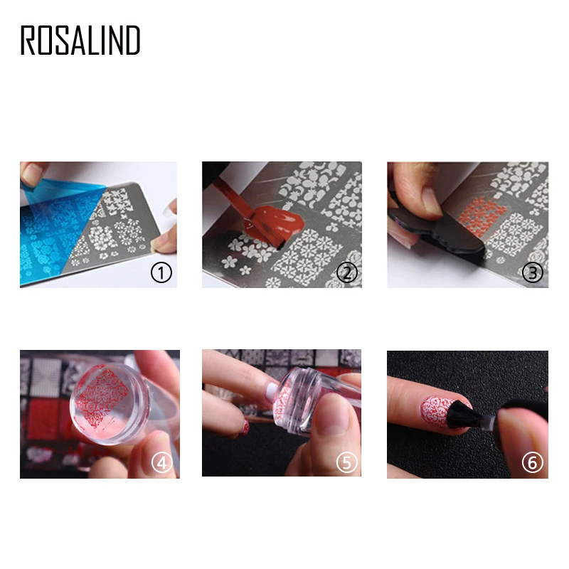 ROSALIND цветок 3D штамповка шаблон для ногтей DIY лак для ногтей штамповка пластины штамп скребок с крышкой Маникюр штамп для ногтей искусство