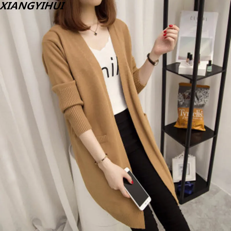 

2017 Women Long Cardigans Autumn Winter Open Stitch Poncho Knitting Sweater female Oversized Cardigan Jacket Coat trench coat