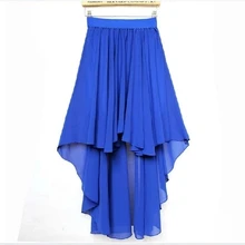 Женский Летний стиль плюс размер 3XS-8XL Макси длинное ампир Талия Плиссированное шифоновое, короткое, длинное юбка ласточкин хвост черный/белый/хаки