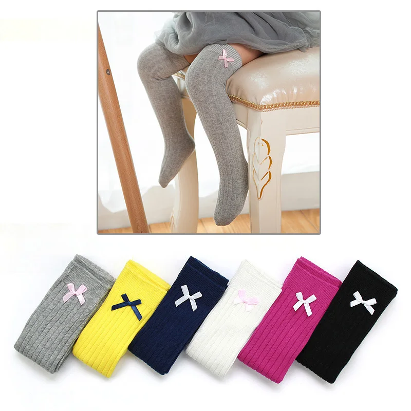 Baby Girls Socks for Children Princess Cute Kids Booties Vertical Striped Kids Sock Cotton Bow