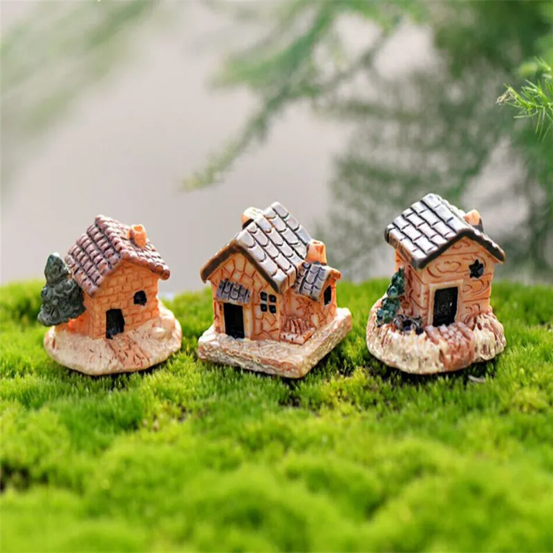 

ISHOWTIENDA Mini Dollhouse Stone House Resin Decorations For Home And Garden DIY For Home And Garden DIY Mini Craft Cottage
