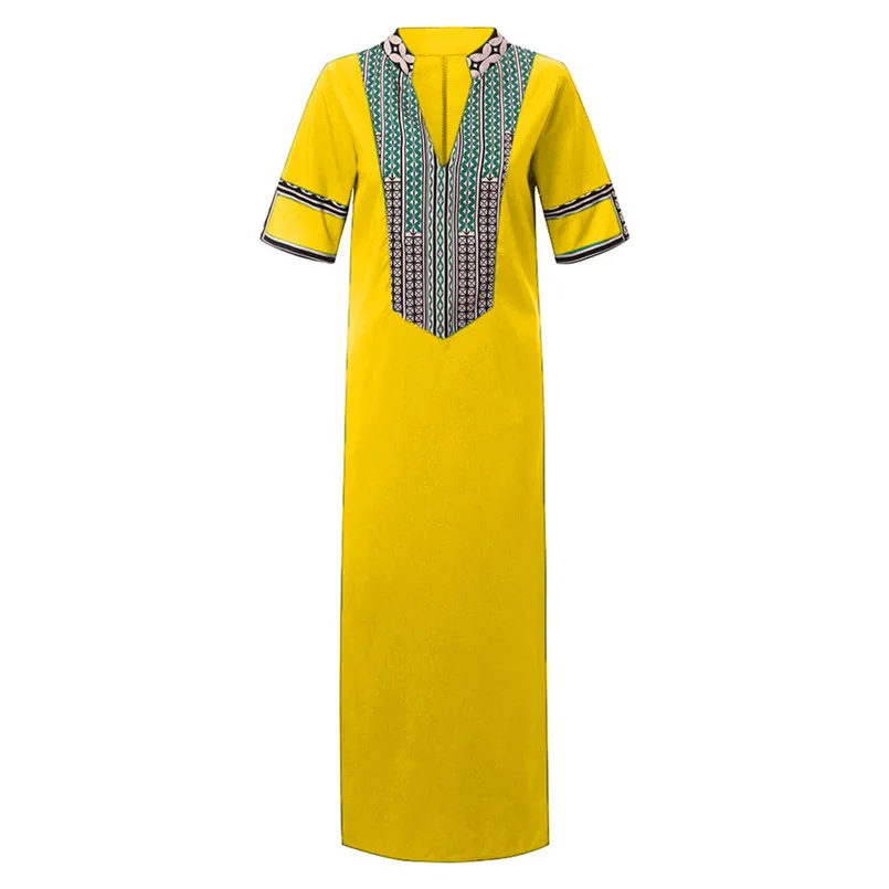 New Fashion Women Summer Sexy V-Neck Short Sleeve Folk-Custom Print Vintage Dress Elegant Ladies Casual Party Vestidos #4R09   (15)