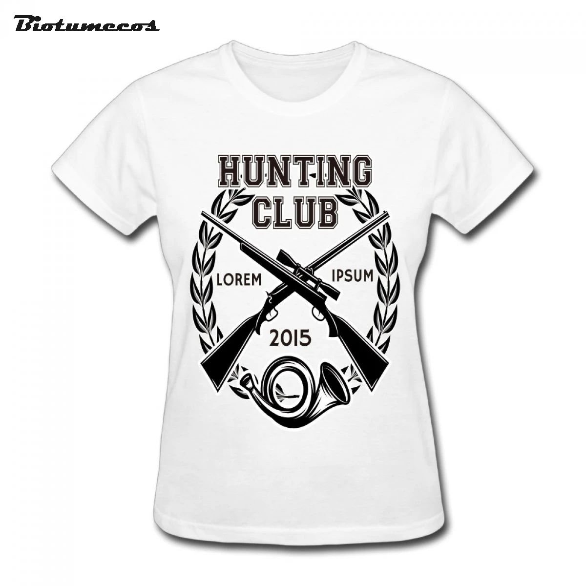 A Gun Hunter Klub Logo T Shirt Keren Gambar Dicetak Kasual Tops Tees