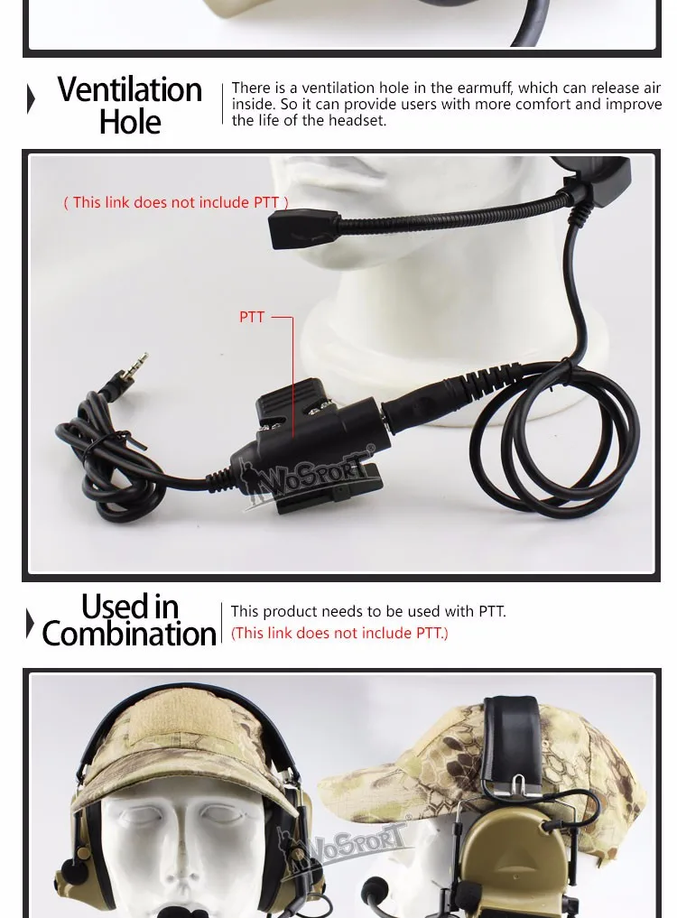 Redução de Ruído Cancelamento de Captação de Som Eletrônico para Duas Vias para Walkie Tactical Comtac Headset Talkie Comunicação Capacete ii 14 Esporte e Lazer