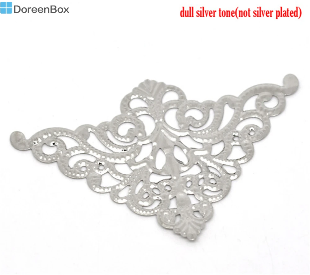 

Doreen Box Lovely 30 Silver Tone Triangle Wraps Connectors 7.5x4.8cm (B14763)