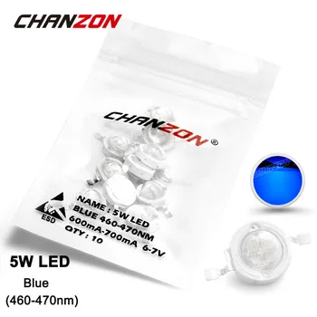10 Pieces 5W LED Light Bulb Lamp Blue 460-470nm 6-7V 600mA-700mA 150-200LM High Power 5 W Watt Epistar Chip 5Watt DIY COB