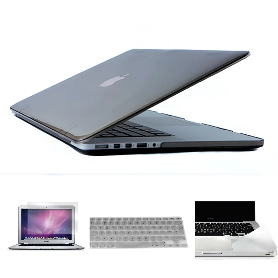 Кристально чистый чехол для Macbook Air Pro retina 11 12 13 15 сумка для ноутбука для Mac чехол для книги+ крышка клавиатуры+ защита экрана+ защита - Цвет: Crystal Grey