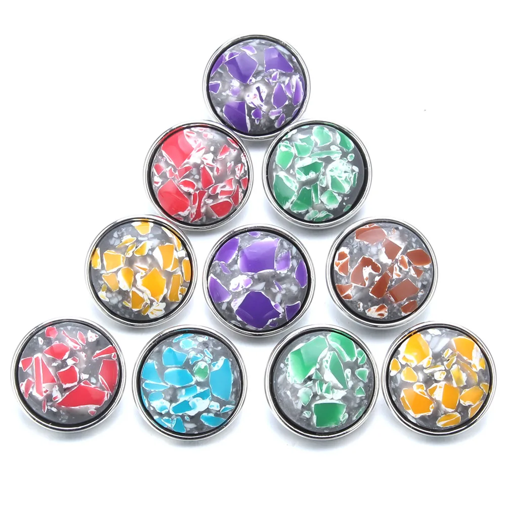 

10pcs/lot Mixed 18mm Snap Buttons Jewelry Resin Stone Buttons Snaps Charms Fit Snap Bracelet Bangles For Women ZD030