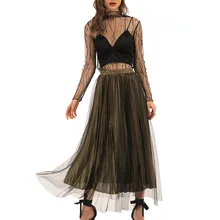 Jaycosin одежда женские плиссированные юбки Элегантная мода средняя талия стрейч А-образная юбка сетка красивая юбка