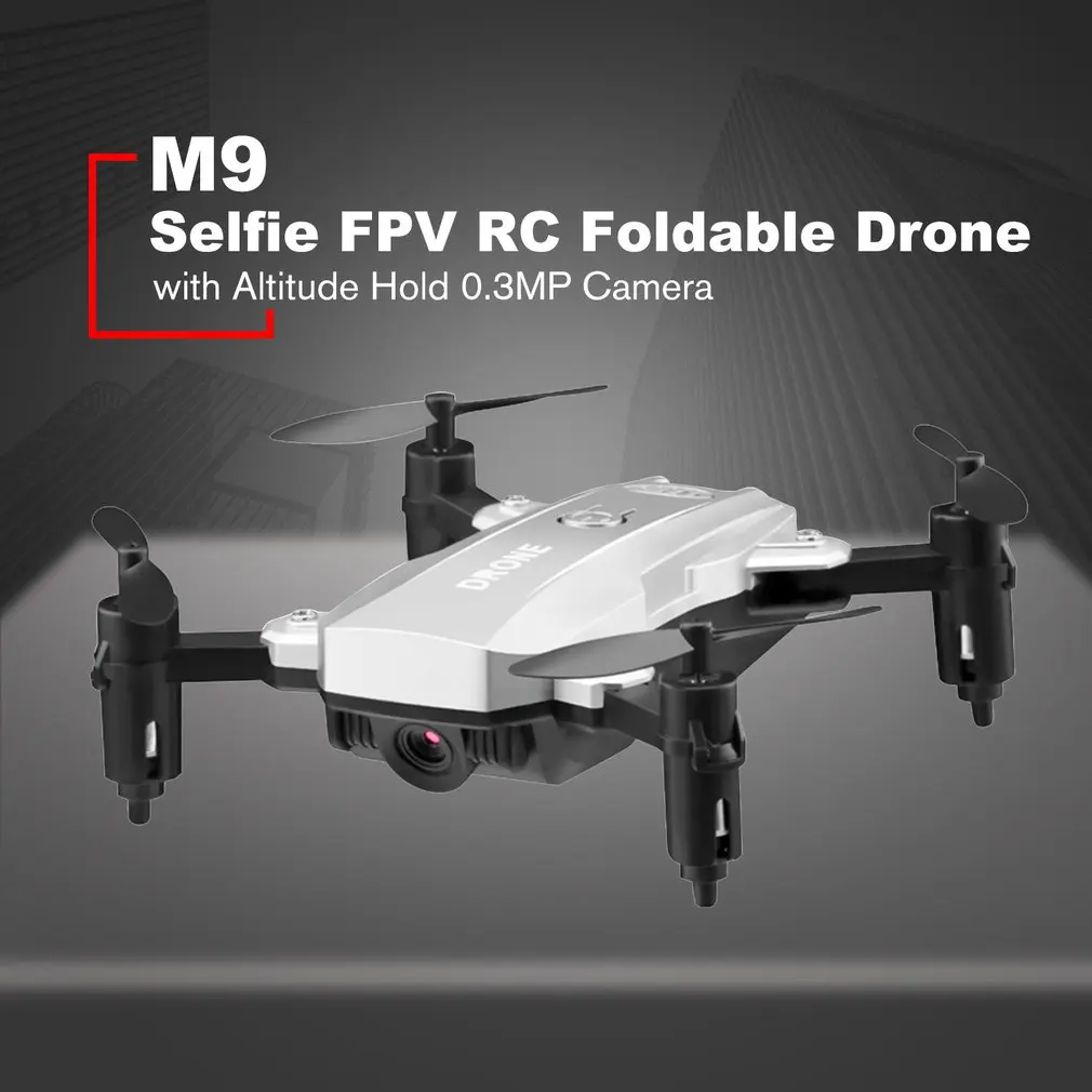 M9 2.4G Smart Selfie Foldable FPV RC Quadcopter Drone Aircraft with 0.3MP Real-time Camera Altitude Hold 3D Flips