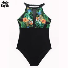 KayVis сексуальный Одна деталь купальник Для женщин Купальники Печать купальники Винтаж купальники Летний пляж закрытый купальник Монокини