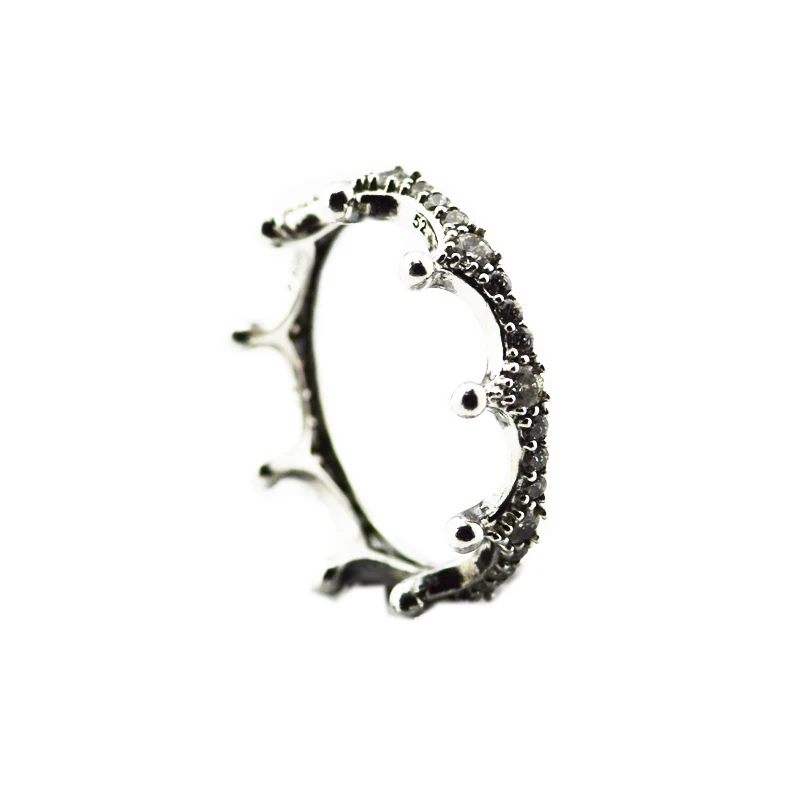Настоящее 925 пробы Серебряное кольцо с зачарованной короной с прозрачными фианитами, европейские ювелирные изделия, серебряные кольца для женщин, изготовление ювелирных изделий, anel mujer