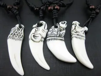 

FREE SHIPPING 16 PCS Tibet Men's Cool Tiger&Tortoise Yak Bone Gothic Biker Pendant&Necklace