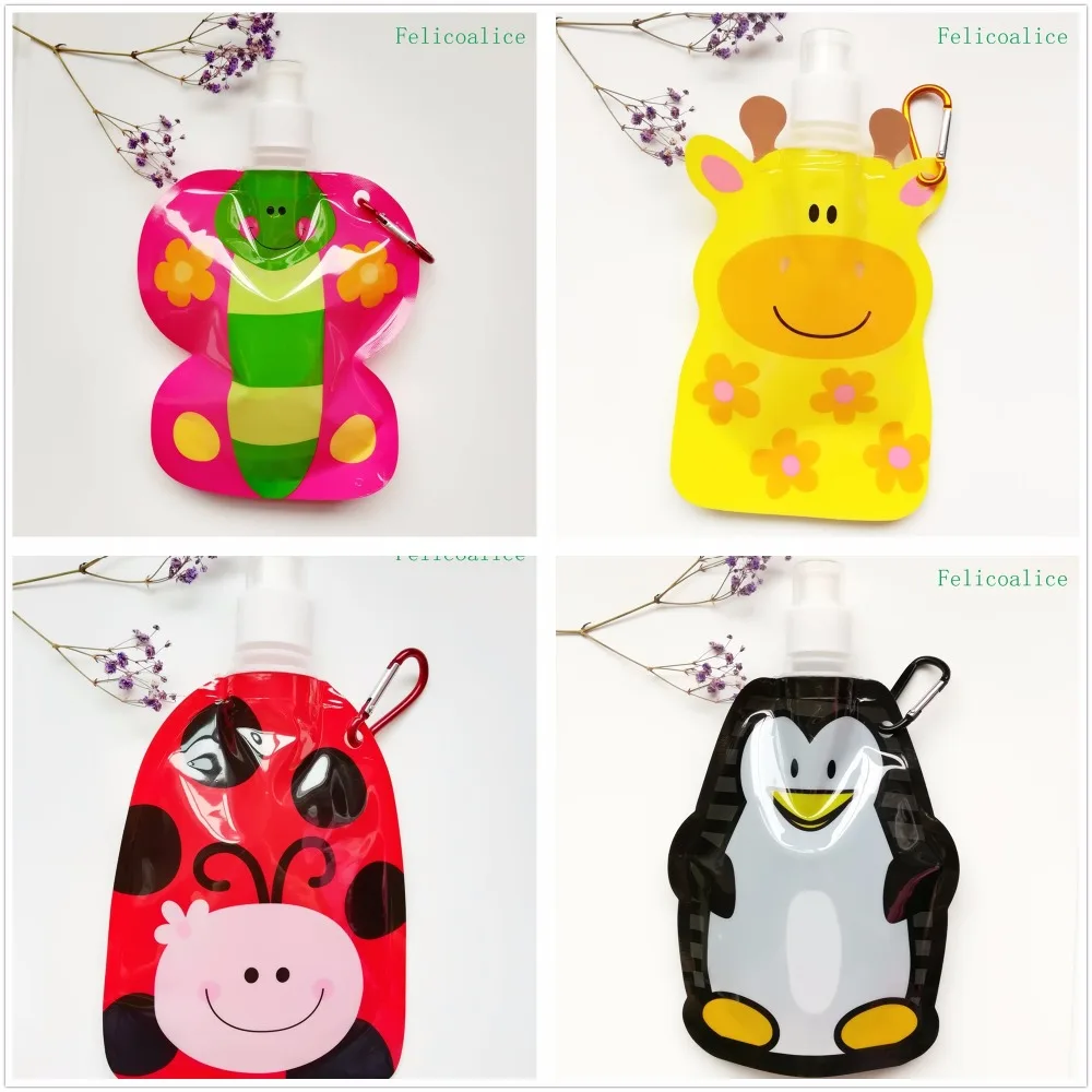 

20pcs Eco-Friendly 480ML Girls Packaging Reusable Squeeze Pouch Plastic Smoothie Squeeze Bags Refillable Bag For Kids