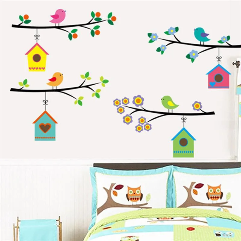 

3d vintage branch bird cage window wall stickersDIY removable living room decals Mural Parlor window Kids Bedroom Home Decor