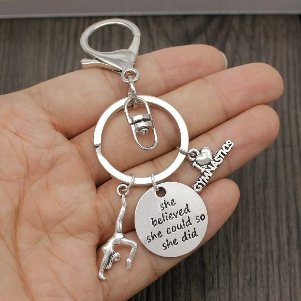 

I Love Gymnastics Gymnast Keychain Gymnastic Mom Megphone Cheer Heart Cheerleader Key Chain Key Ring Creative Gifts